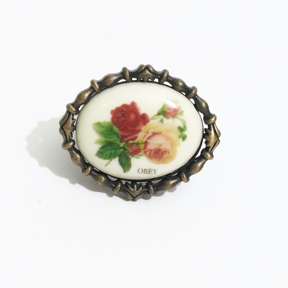 Obey Floral Brass Ring